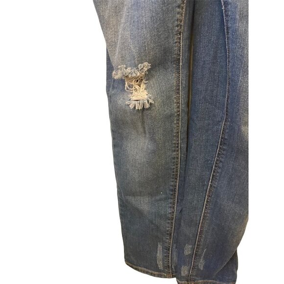 Denim Overalls Bib Stone Wash Blue Destroyed Distressed Button TINSLETOWN Medium - Picture 8 of 12